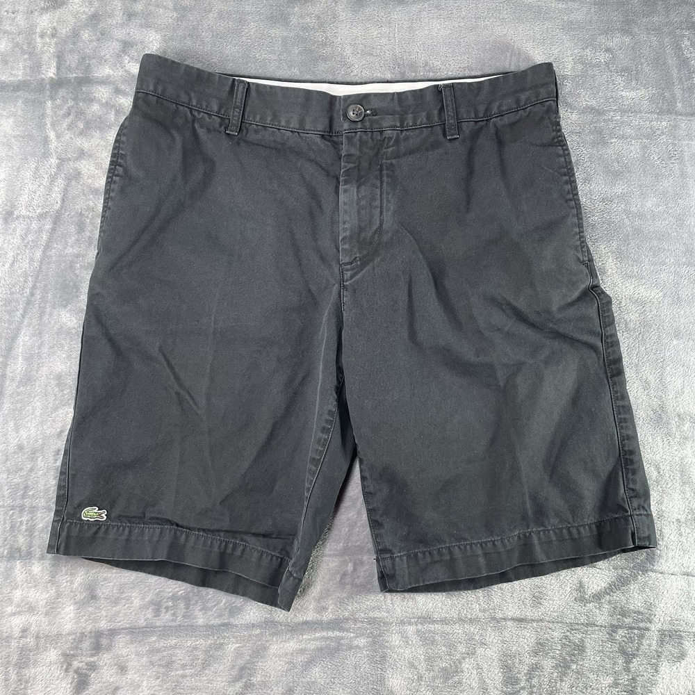 Lacoste Mens 32x10 Black Chino Cargo Shorts‎ Regular Fit Stretch Tennis